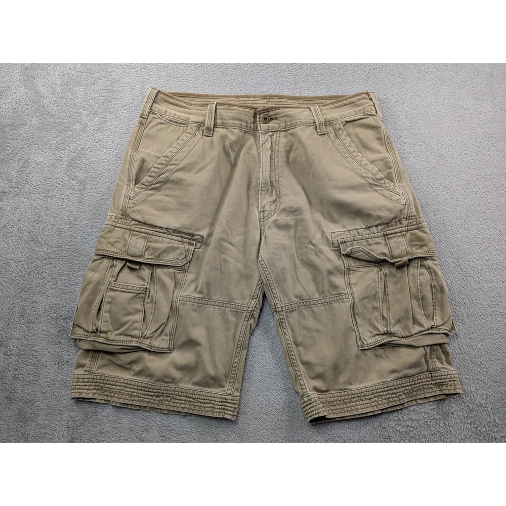 Levis Mens Cargo Shorts Tan Khaki Cotton Utility Multi Pocket Size 34